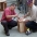 Working together on sidewalk "living room" furniture to enhance the community. 